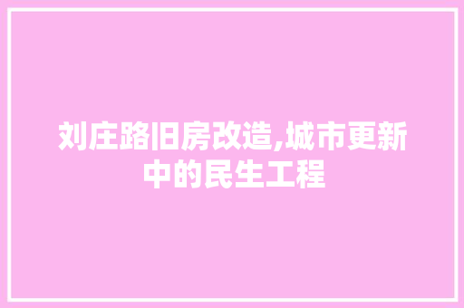 刘庄路旧房改造,城市更新中的民生工程