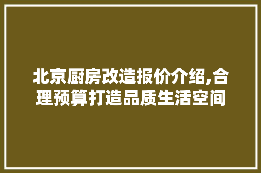 北京厨房改造报价介绍,合理预算打造品质生活空间