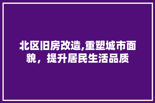 北区旧房改造,重塑城市面貌，提升居民生活品质