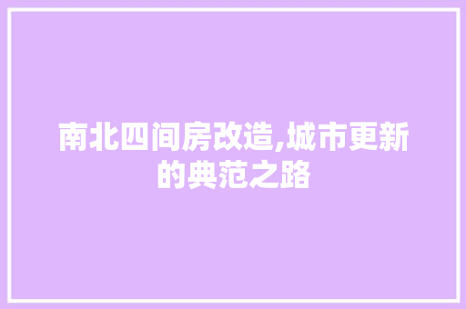 南北四间房改造,城市更新的典范之路