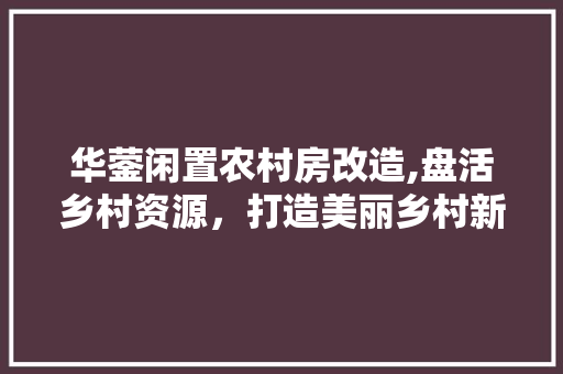 华蓥闲置农村房改造,盘活乡村资源，打造美丽乡村新篇章