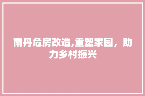 南丹危房改造,重塑家园，助力乡村振兴