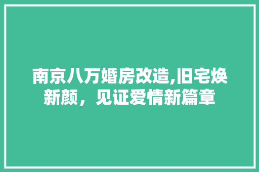 南京八万婚房改造,旧宅焕新颜，见证爱情新篇章