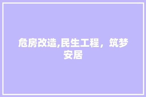 危房改造,民生工程，筑梦安居