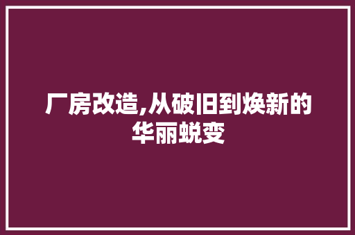 厂房改造,从破旧到焕新的华丽蜕变
