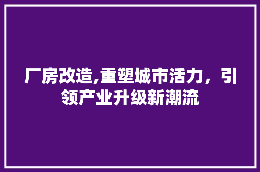 厂房改造,重塑城市活力，引领产业升级新潮流