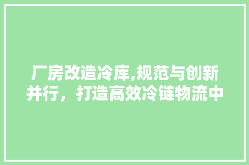 厂房改造冷库,规范与创新并行，打造高效冷链物流中心