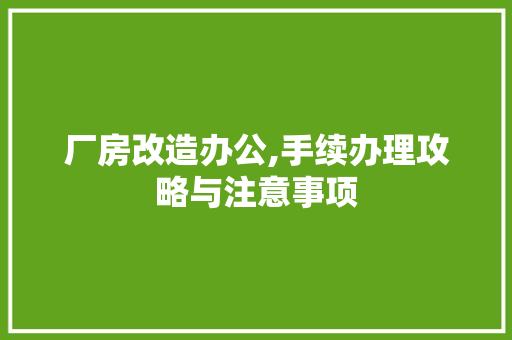 厂房改造办公,手续办理攻略与注意事项
