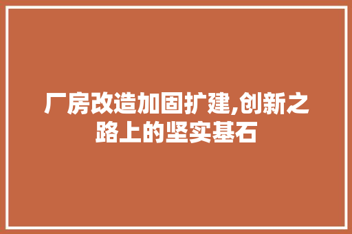 厂房改造加固扩建,创新之路上的坚实基石