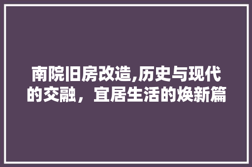 南院旧房改造,历史与现代的交融，宜居生活的焕新篇章