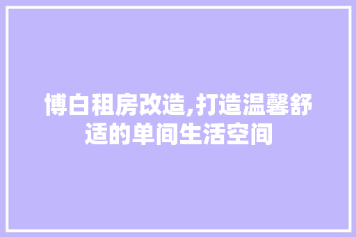 博白租房改造,打造温馨舒适的单间生活空间