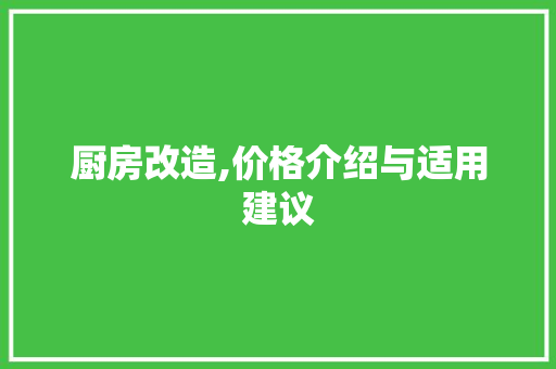 厨房改造,价格介绍与适用建议
