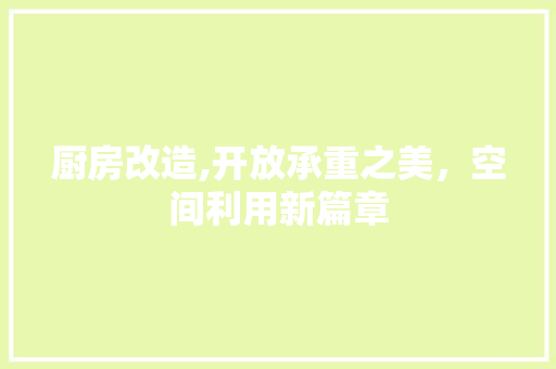 厨房改造,开放承重之美，空间利用新篇章