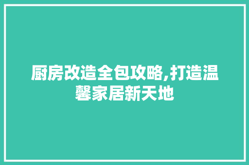 厨房改造全包攻略,打造温馨家居新天地