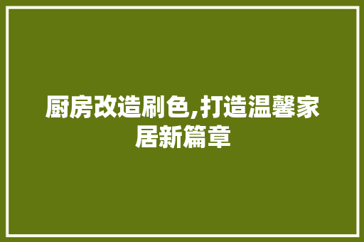 厨房改造刷色,打造温馨家居新篇章