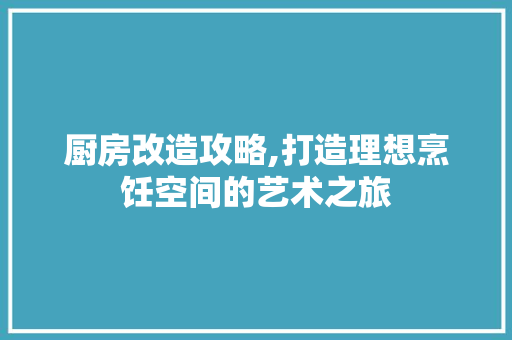 厨房改造攻略,打造理想烹饪空间的艺术之旅