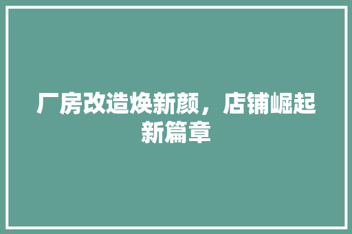 厂房改造焕新颜，店铺崛起新篇章