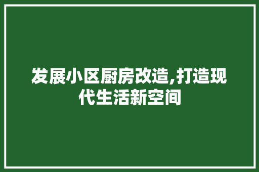 发展小区厨房改造,打造现代生活新空间