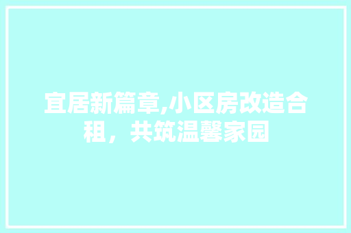 宜居新篇章,小区房改造合租，共筑温馨家园