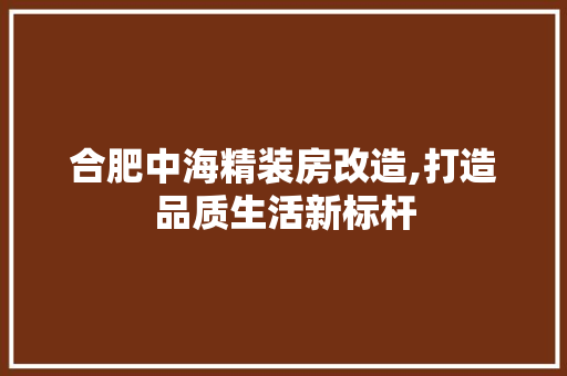 合肥中海精装房改造,打造品质生活新标杆