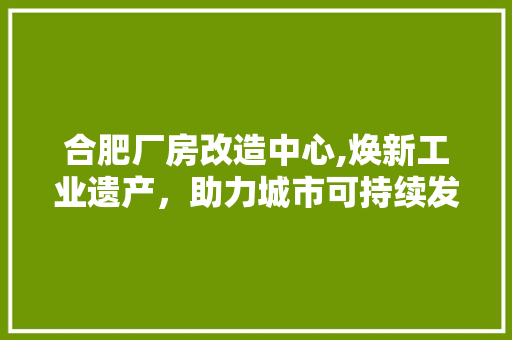 合肥厂房改造中心,焕新工业遗产，助力城市可持续发展