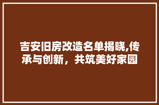 吉安旧房改造名单揭晓,传承与创新，共筑美好家园