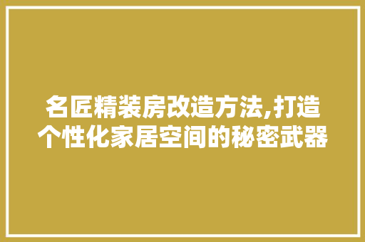 名匠精装房改造方法,打造个性化家居空间的秘密武器