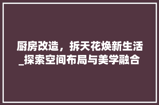 厨房改造，拆天花焕新生活_探索空间布局与美学融合的艺术