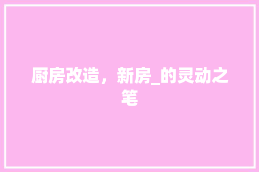 厨房改造，新房_的灵动之笔