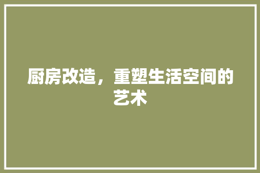 厨房改造，重塑生活空间的艺术