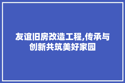 友谊旧房改造工程,传承与创新共筑美好家园