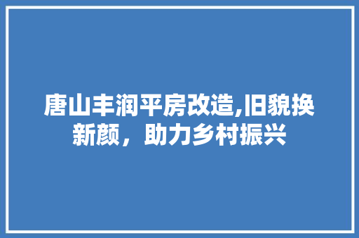 唐山丰润平房改造,旧貌换新颜，助力乡村振兴
