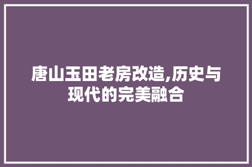 唐山玉田老房改造,历史与现代的完美融合