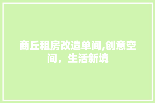 商丘租房改造单间,创意空间，生活新境