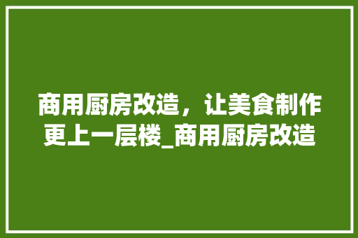 商用厨房改造，让美食制作更上一层楼_商用厨房改造贴纸的神奇魔力