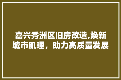 嘉兴秀洲区旧房改造,焕新城市肌理，助力高质量发展