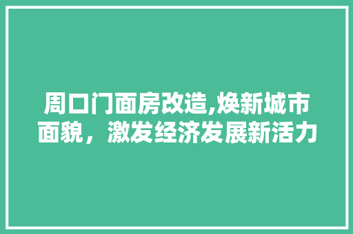 周口门面房改造,焕新城市面貌，激发经济发展新活力