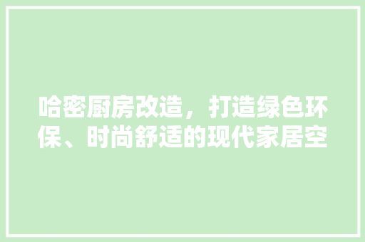 哈密厨房改造，打造绿色环保、时尚舒适的现代家居空间