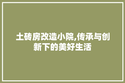 土砖房改造小院,传承与创新下的美好生活