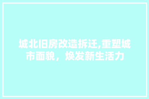 城北旧房改造拆迁,重塑城市面貌，焕发新生活力