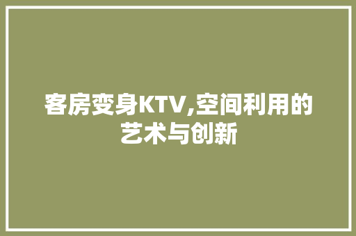 客房变身KTV,空间利用的艺术与创新
