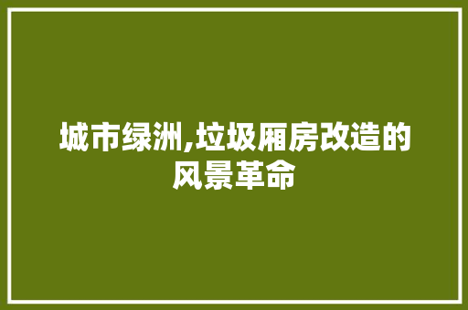 城市绿洲,垃圾厢房改造的风景革命