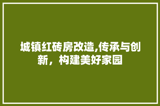 城镇红砖房改造,传承与创新，构建美好家园