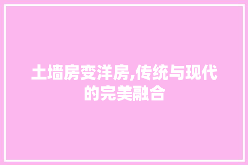 土墙房变洋房,传统与现代的完美融合