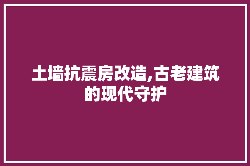 土墙抗震房改造,古老建筑的现代守护