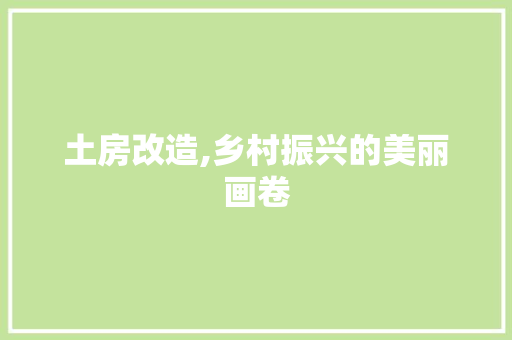 土房改造,乡村振兴的美丽画卷