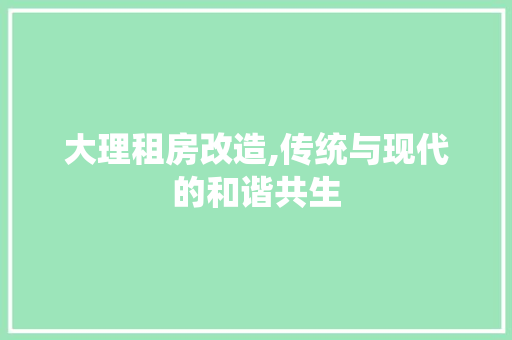 大理租房改造,传统与现代的和谐共生