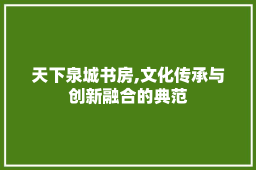 天下泉城书房,文化传承与创新融合的典范