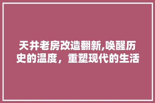 天井老房改造翻新,唤醒历史的温度，重塑现代的生活空间