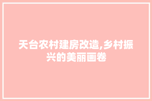 天台农村建房改造,乡村振兴的美丽画卷